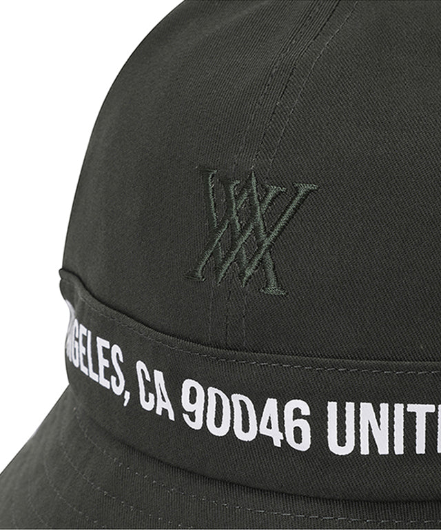 ANEW Golf Number Point 6 Angle Bucket Hat featuring a hexagonal design and detachable chin strap, made from 100% cotton and polyester lining.