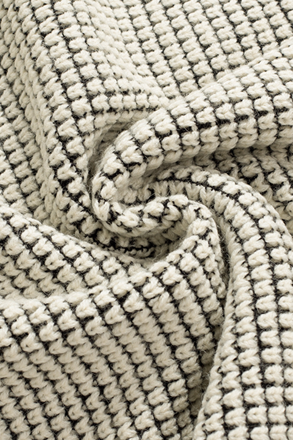 Apricot plaid knitted long open front cardigan displayed on a mannequin, showcasing its stylish design and comfortable fit.