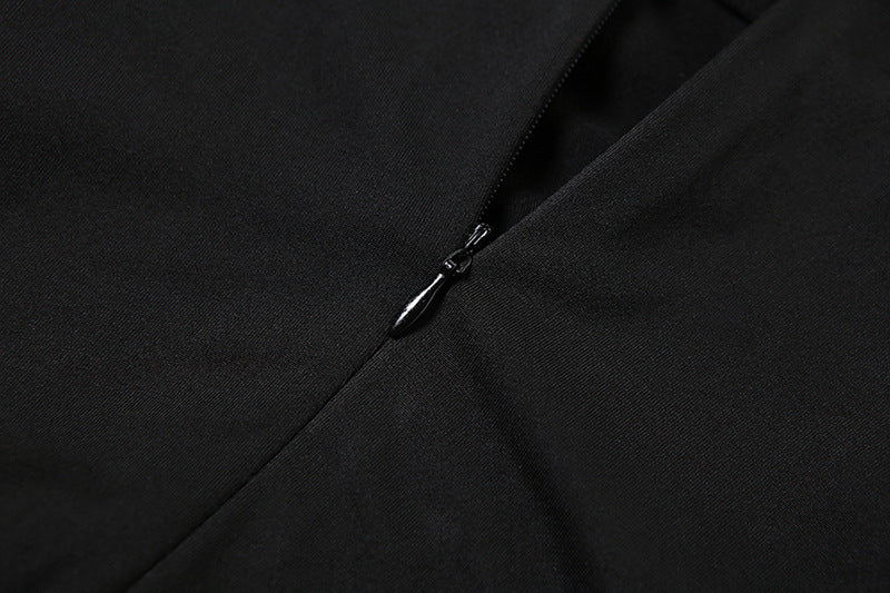 A stylish Autumn Winter women's dress featuring a round neck, long sleeves, and a slim fit design in solid color, perfect for daily wear.