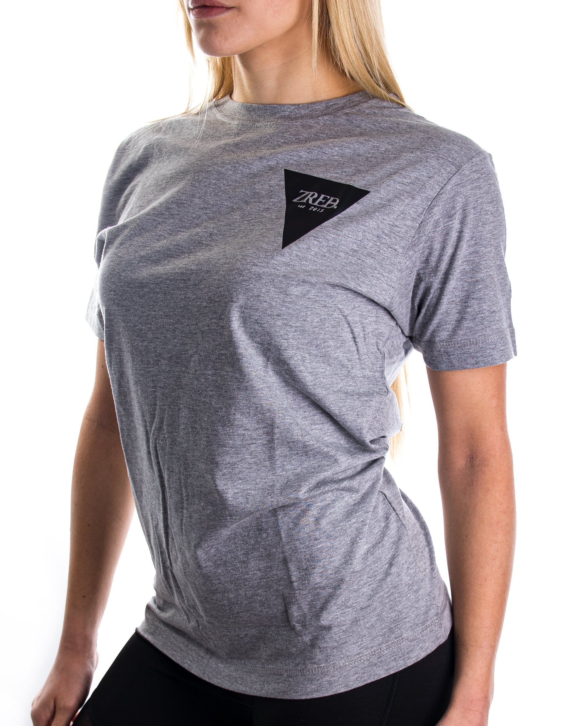 A stylish grey and black women's shirt featuring a relaxed fit, perfect for casual wear.
