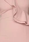 A stylish pink bandeau tuck body-conscious dress featuring a side zip and elegant side split, perfect for evening wear.