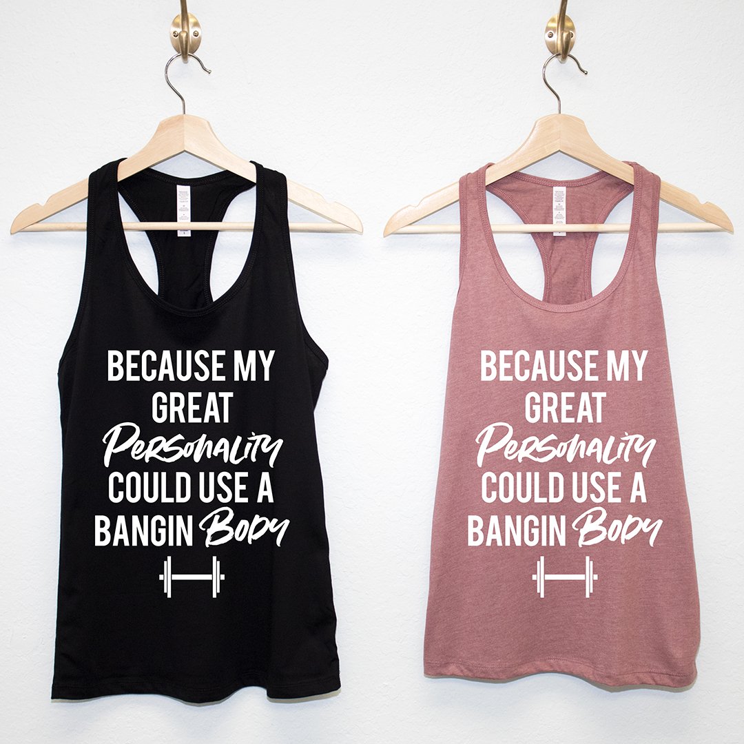 BANGIN Racerback Tank Top in Black and Mauve colors, showcasing a stylish design and comfortable fit.
