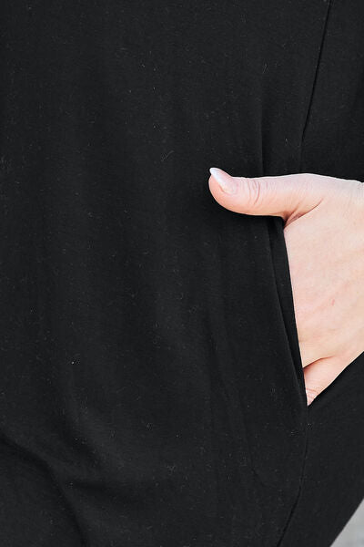 Basic Bae Full Size Round Neck Short Sleeve Dress in a solid color with pockets, showcasing its casual style and comfortable fit.