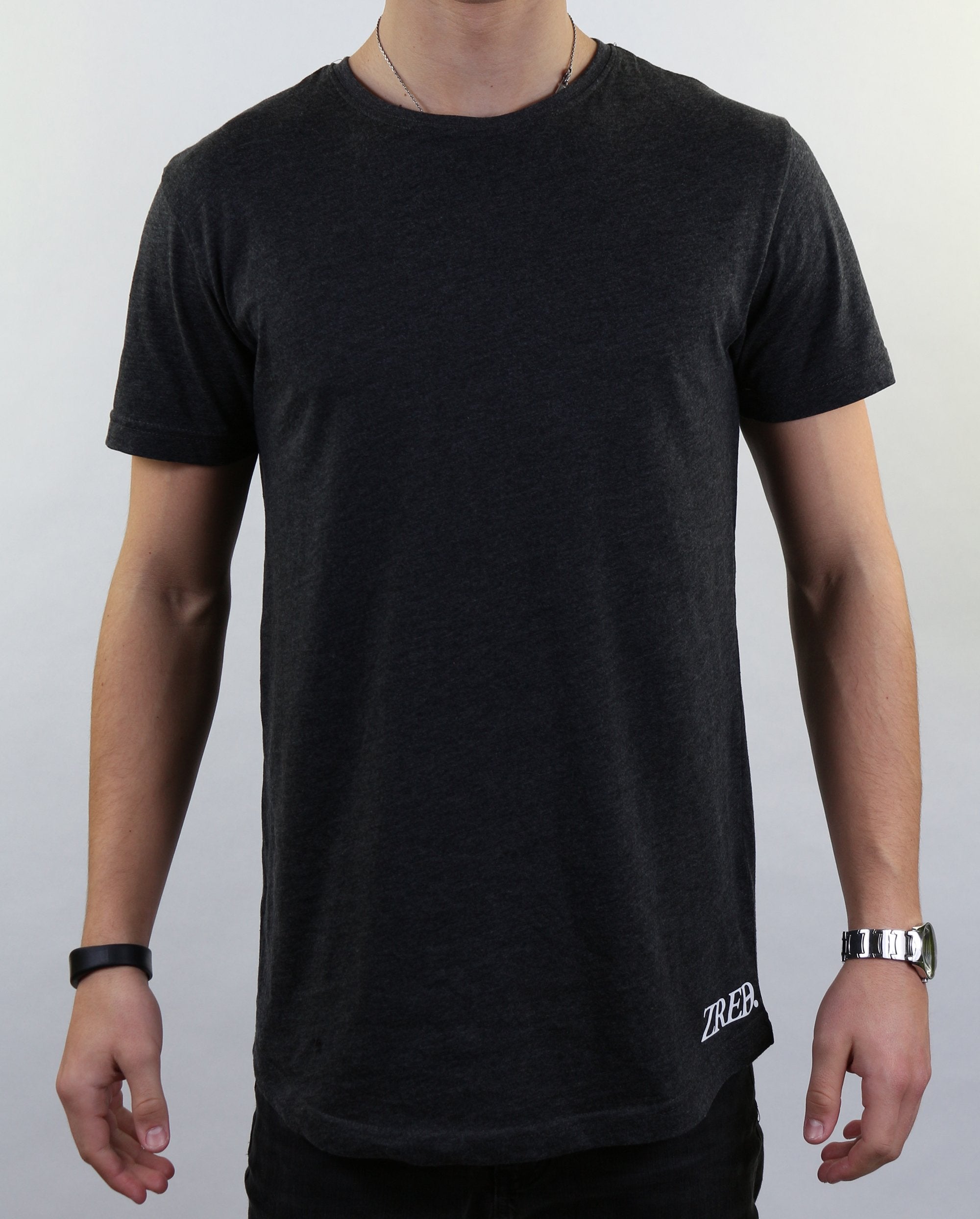 Basic Shirt v2 in charcoal color, featuring an oversized fit for men, made from 100% cotton, styled casually.