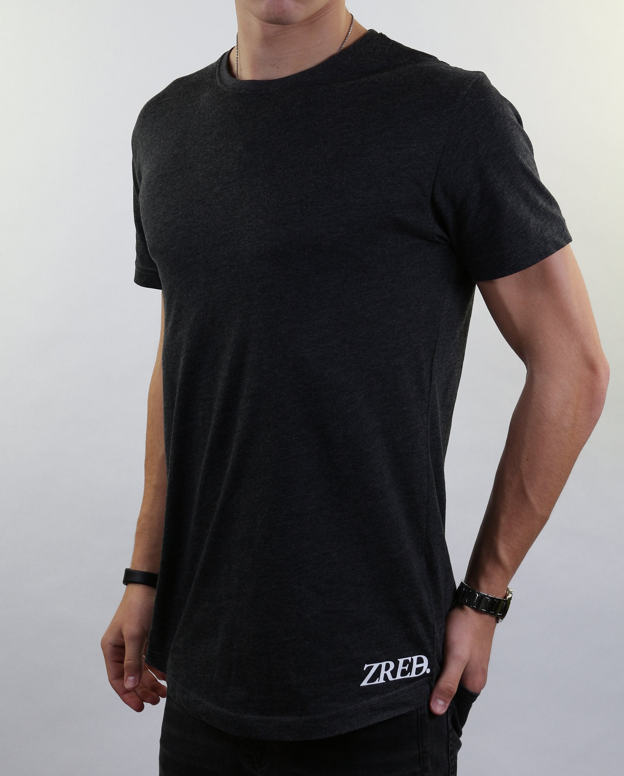 Basic Shirt v2 in charcoal color, featuring an oversized fit for men, made from 100% cotton, styled casually.