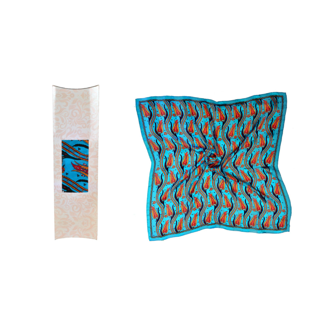 Biggdesign Tulpe gemusterte Seide Schal in eleganten Farben mit ethnischen Tulpenmotiven und modernen Linien.