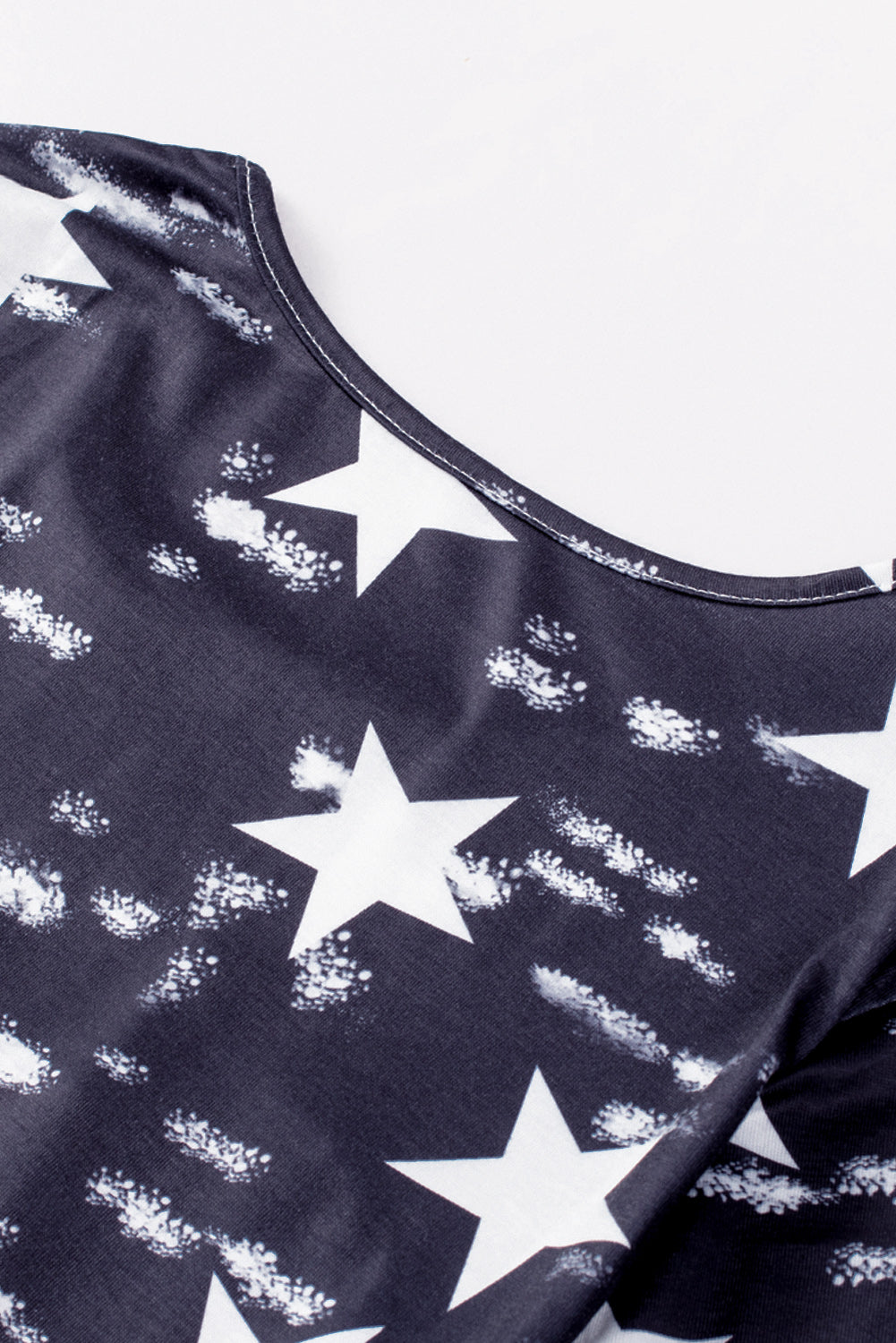 Black Contrast American Flag Cutout T-Shirt featuring a star and stripe print with a daring front cutout design.