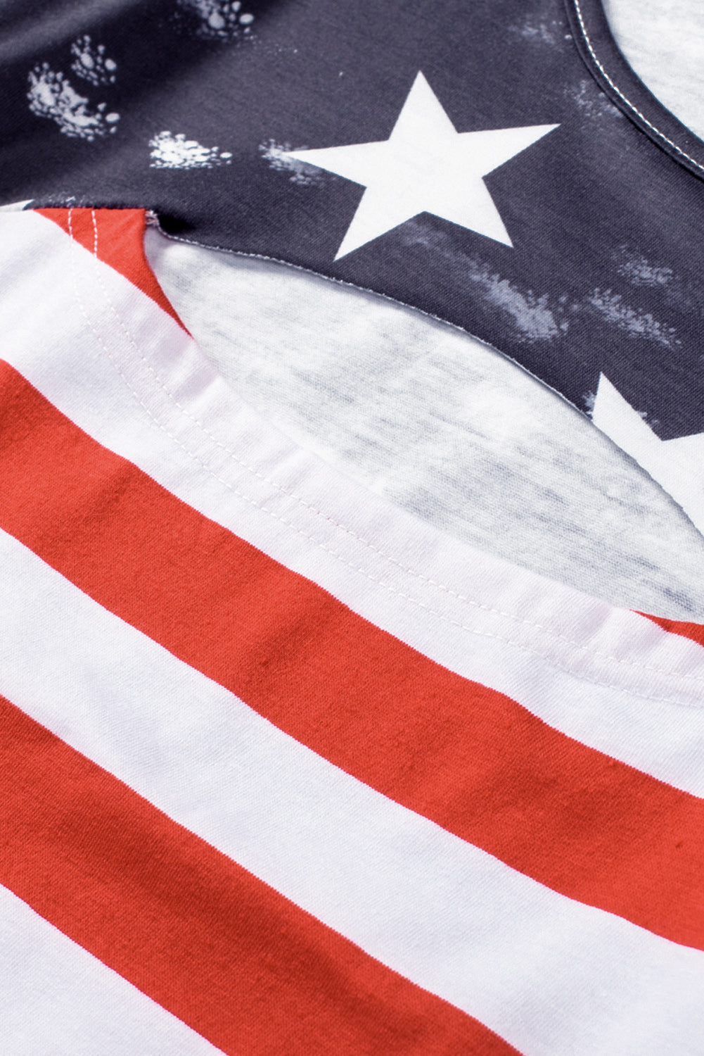 Black Contrast American Flag Cutout T-Shirt featuring a star and stripe print with a daring front cutout design.