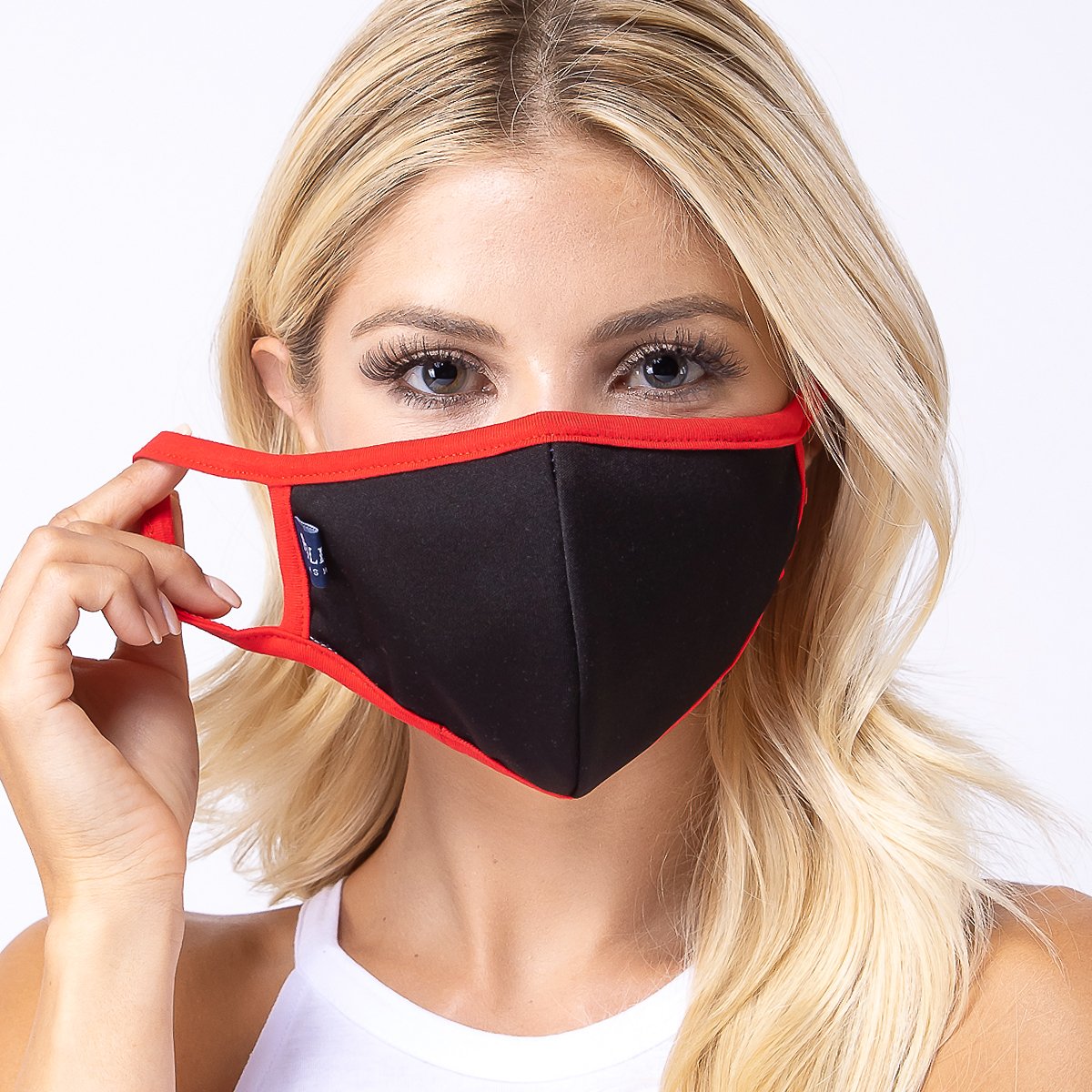 Black Red 3-Layered Filter Face Cover-PM2015 showcasing its stylish design and layered construction for protection.
