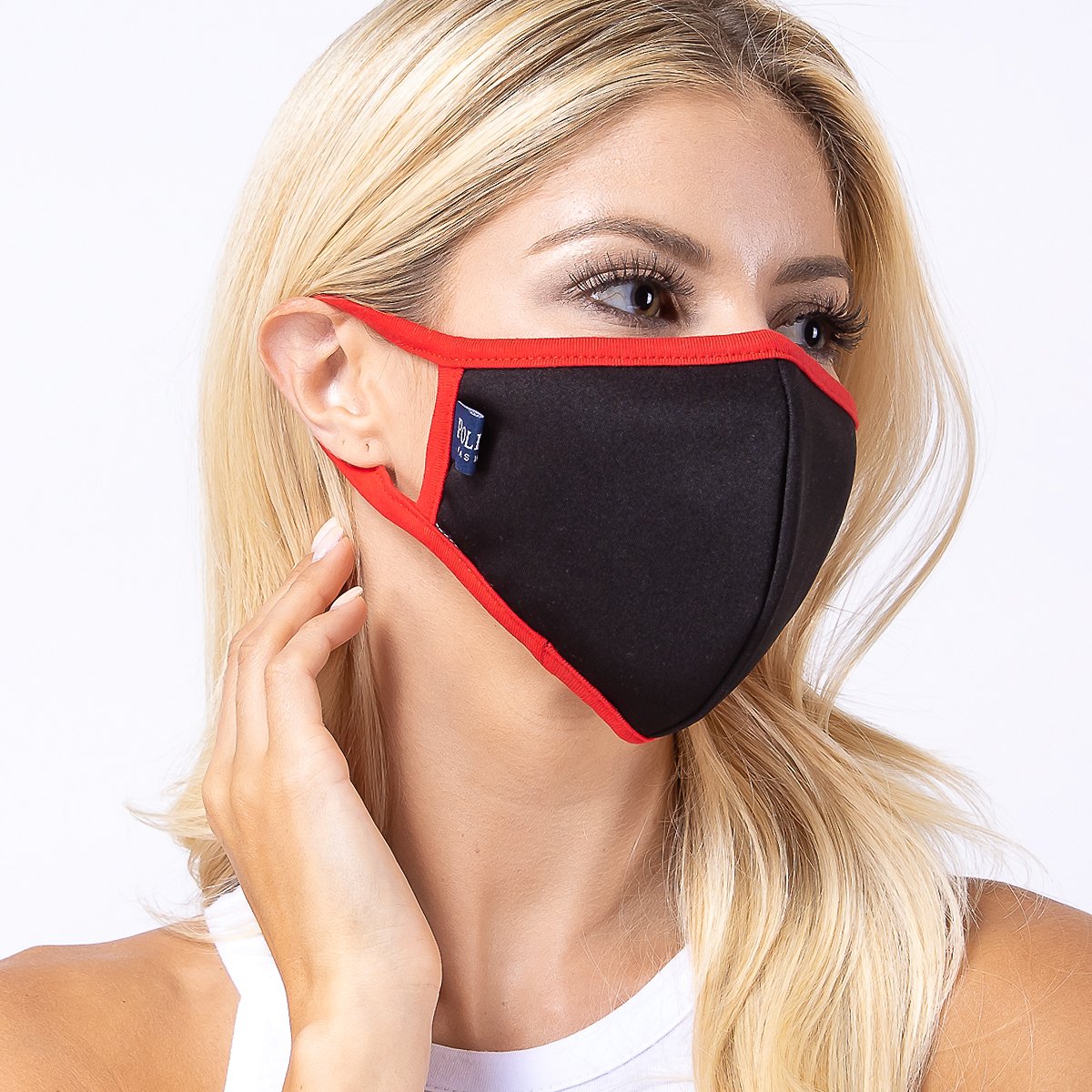 Black Red 3-Layered Filter Face Cover-PM2015 showcasing its stylish design and layered construction for protection.