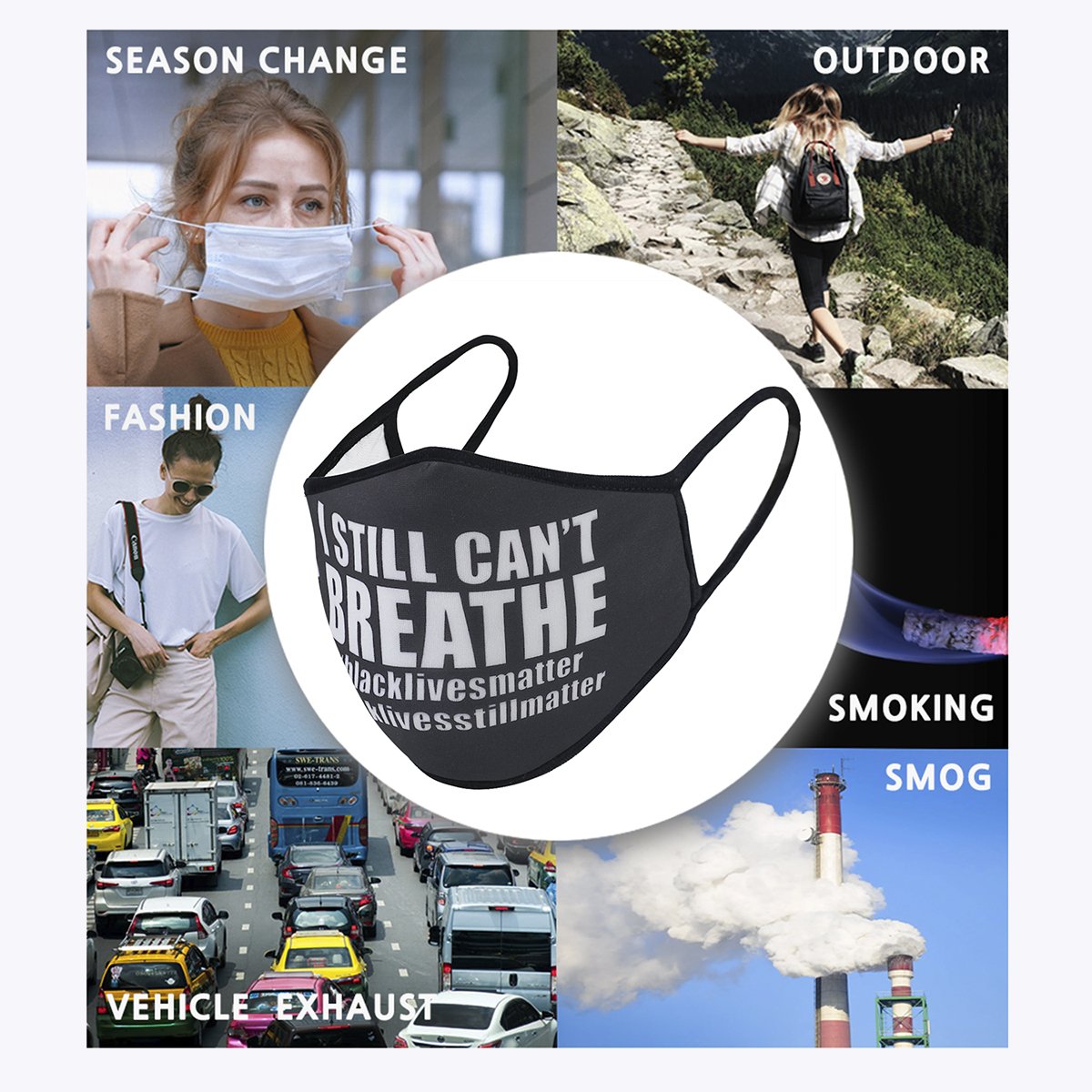 BLM Massage 3-Layered Face Cover featuring a unique print design, made from polyester and cotton, suitable for unisex wear.