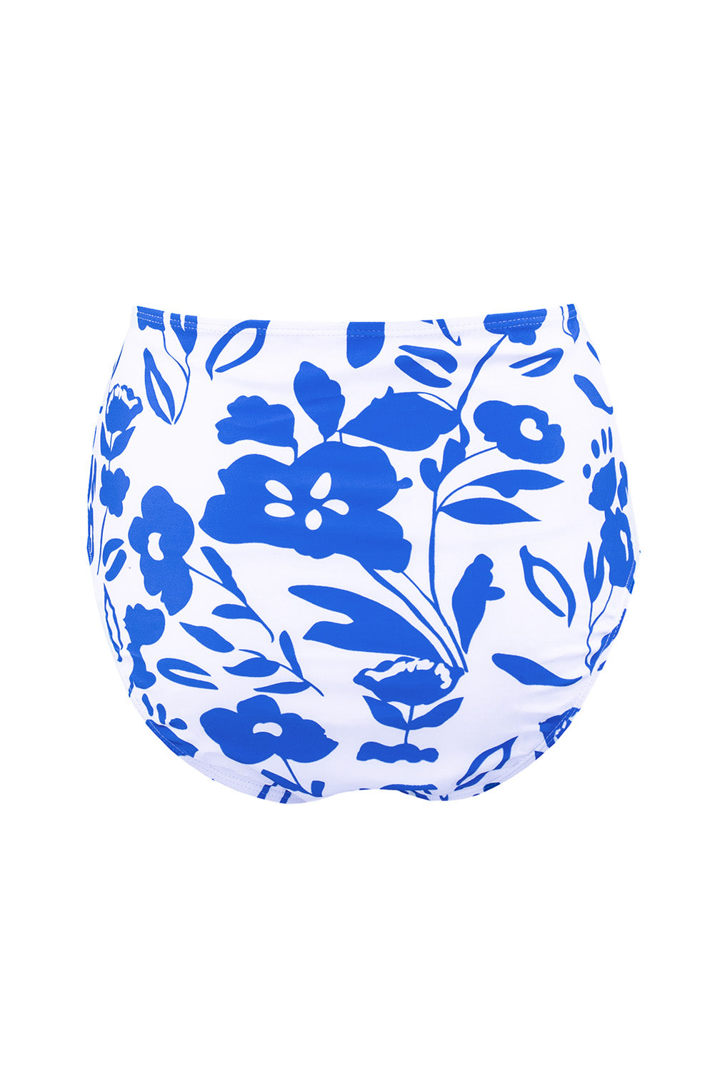 Blue square neck sleeveless tankini set featuring a stylish print and front snap button closure, perfect for beach outings.