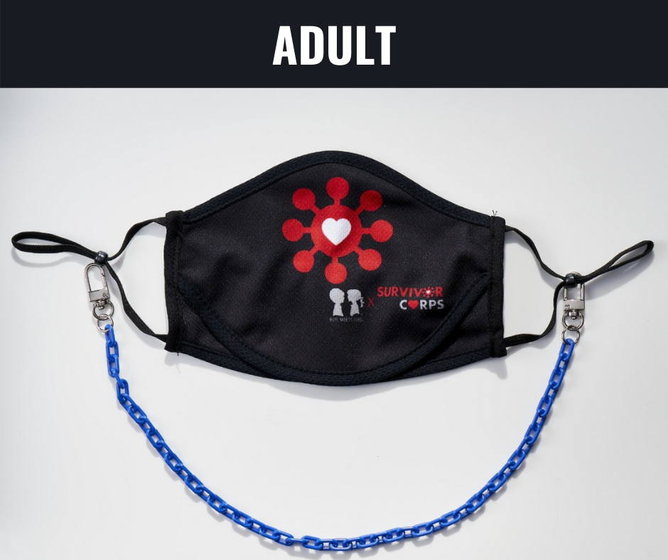 BOY MEETS GIRL® x Pretty Connected Mask Chain Set featuring a stylish mask chain and comfortable mask, supporting COVID-19 survivors.