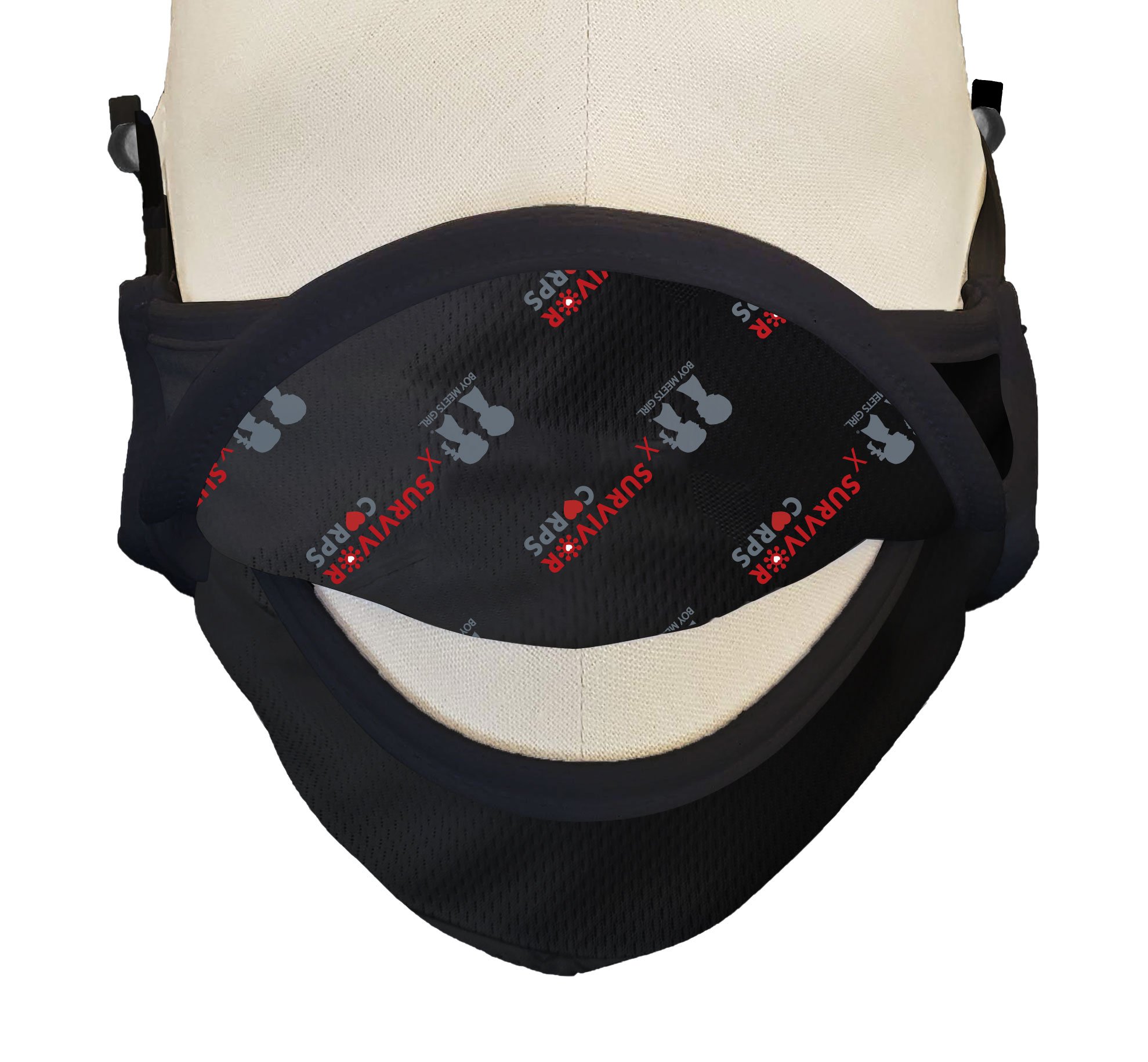 BOY MEETS GIRL® x SURVIVOR CORPS 'Dylan' Drinking Mask for kids, featuring a stylish design and adjustable elastic for comfort.