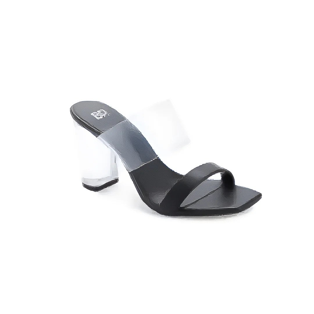 BP Naomi Clear Block Heel Sandal featuring a clear strap and transparent block heel, perfect for stylish outings.