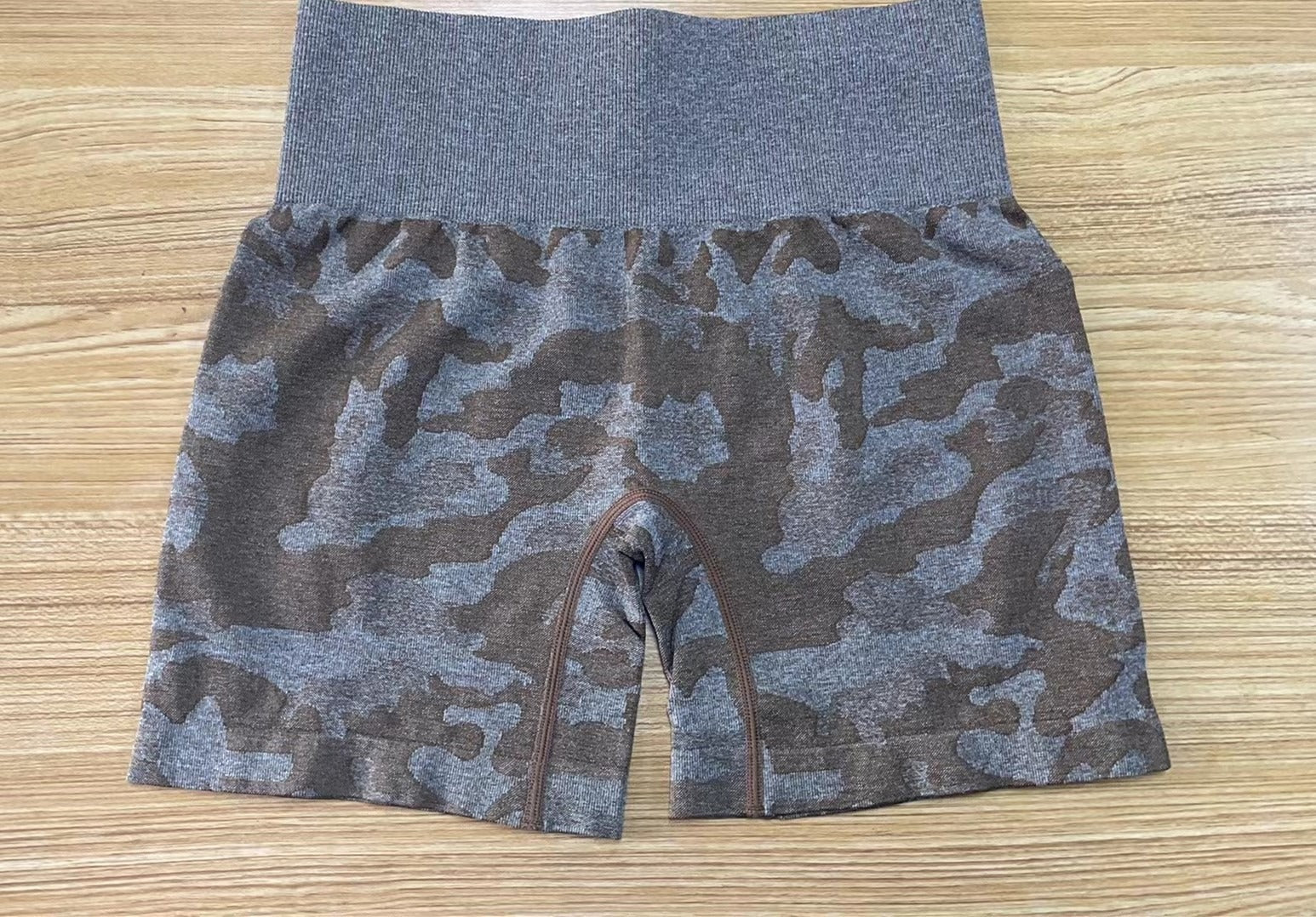 Camo Jacquard Fitness Shorts for women, showcasing seamless design and stylish camo pattern, perfect for workouts.