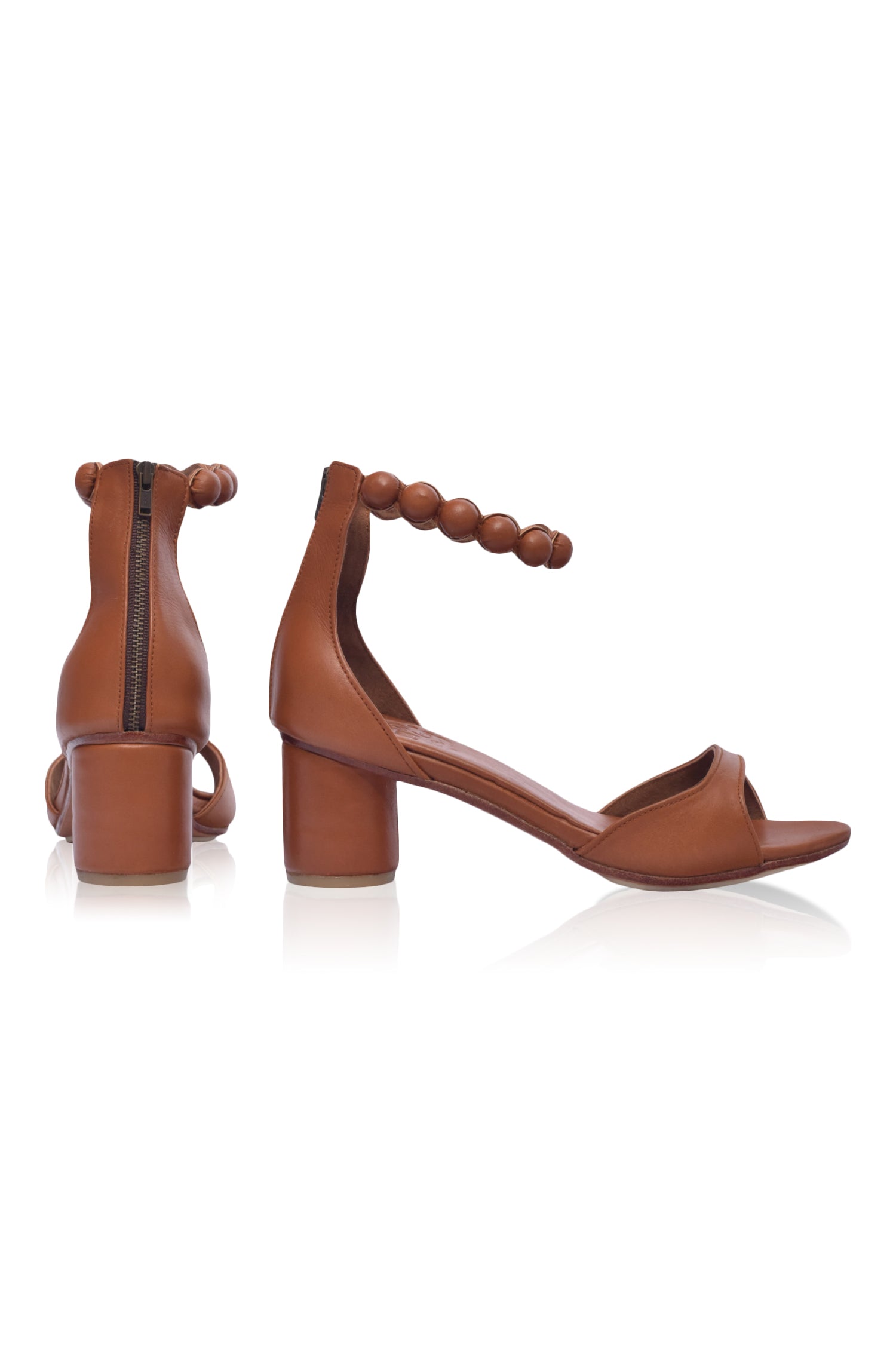 Candy M Round Heel Sandals in stylish design with leather-covered buttons and lightweight wooden heel, perfect for summer outfits.