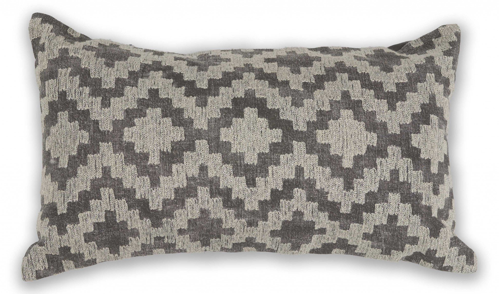 Casual Gray Zig Zag Lumbar Accent Pillow featuring a stylish gray zig zag pattern on soft stone-washed cotton fabric.