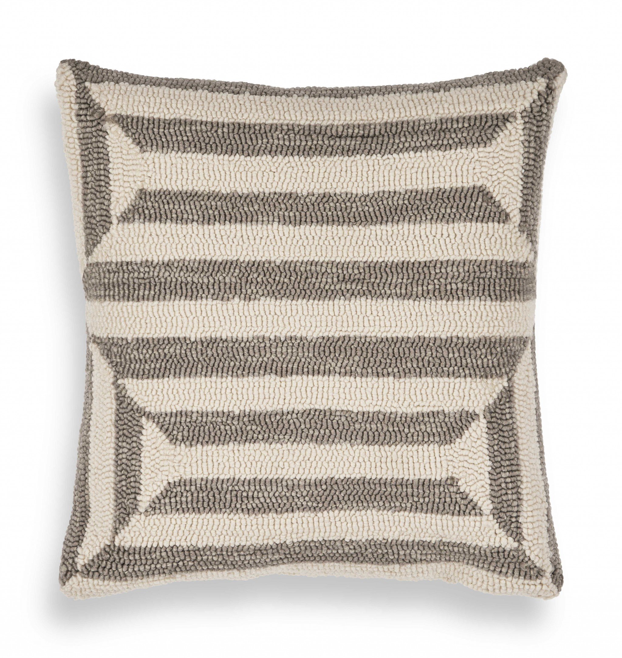 Casual Square Oatmeal Stripe Accent Pillow with contemporary design and soft texture, perfect for home decor.