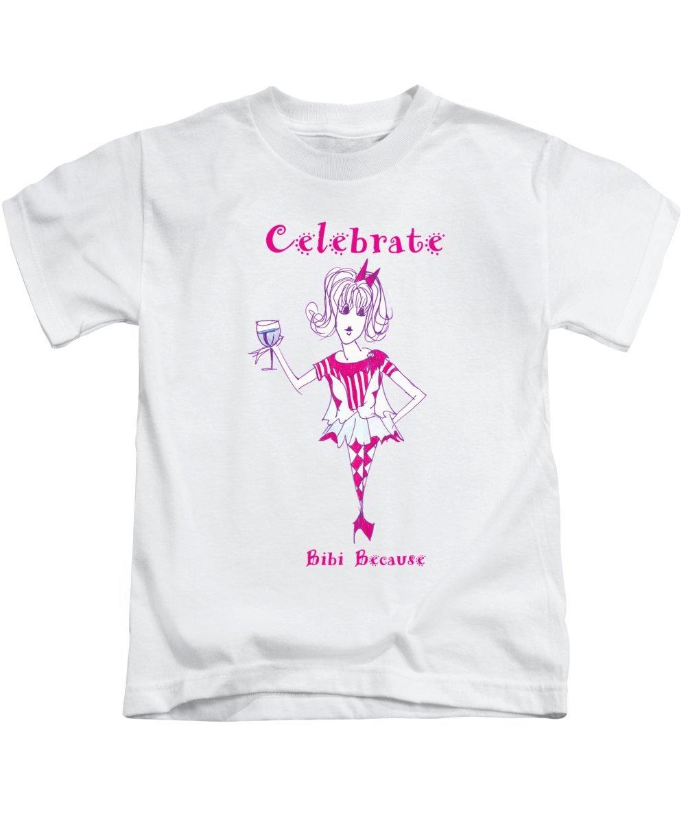 Celebrate Bibi Because Kids T-Shirt made from 100% pre-shrunk cotton, featuring a fun design suitable for children.