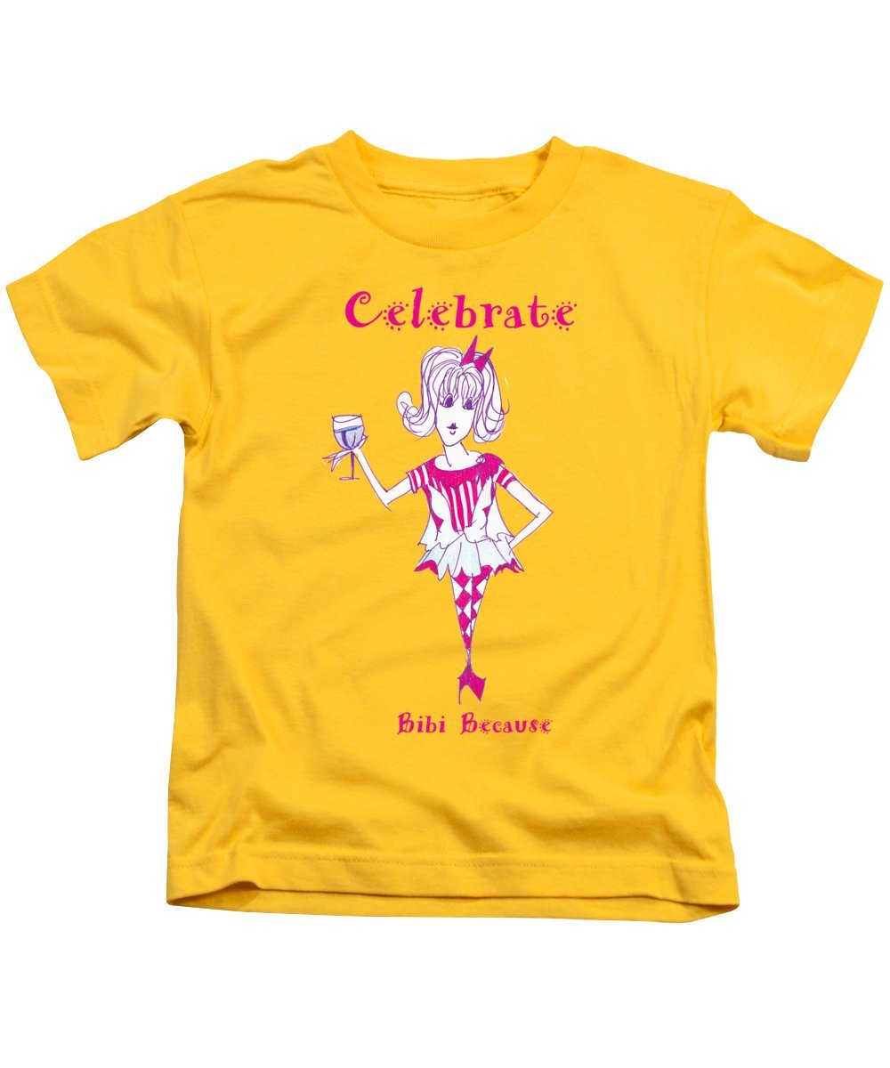 Celebrate Bibi Because Kids T-Shirt made from 100% pre-shrunk cotton, featuring a fun design suitable for children.