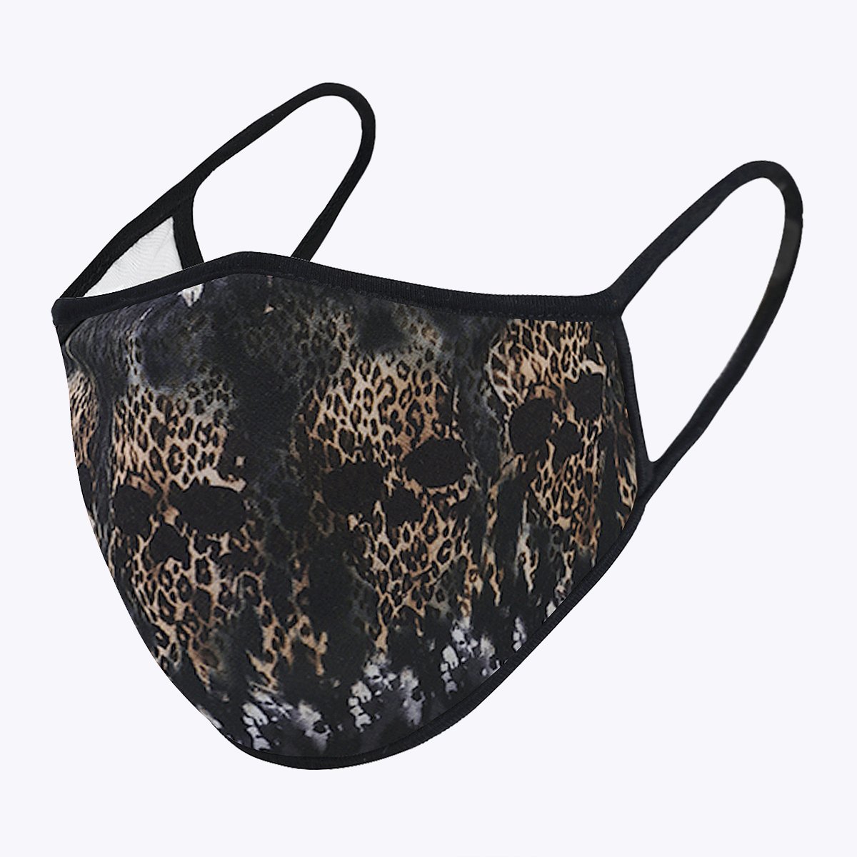 Cheetah Skull 3-Layered Face Cover featuring a unique print design, made from polyester and cotton, suitable for unisex wear.