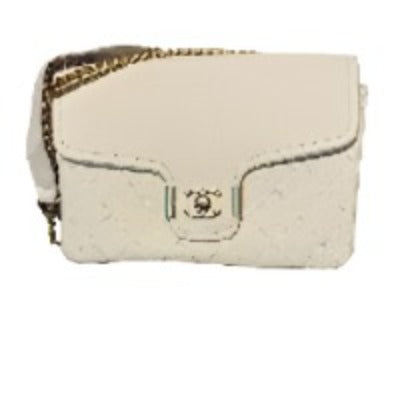 Chic handbag featuring a double chain handle and elegant CC design, perfect for stylish occasions.