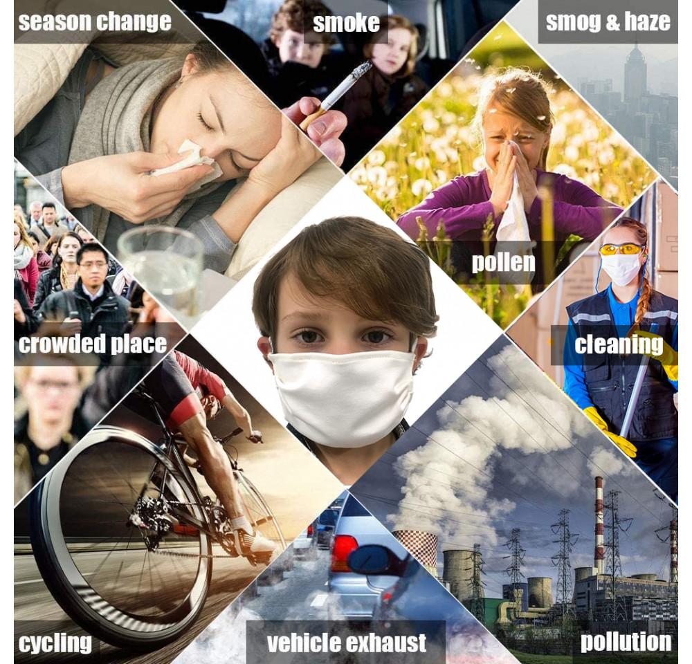 Child reusable cloth face masks in various colors, designed for comfort and protection against airborne germs.