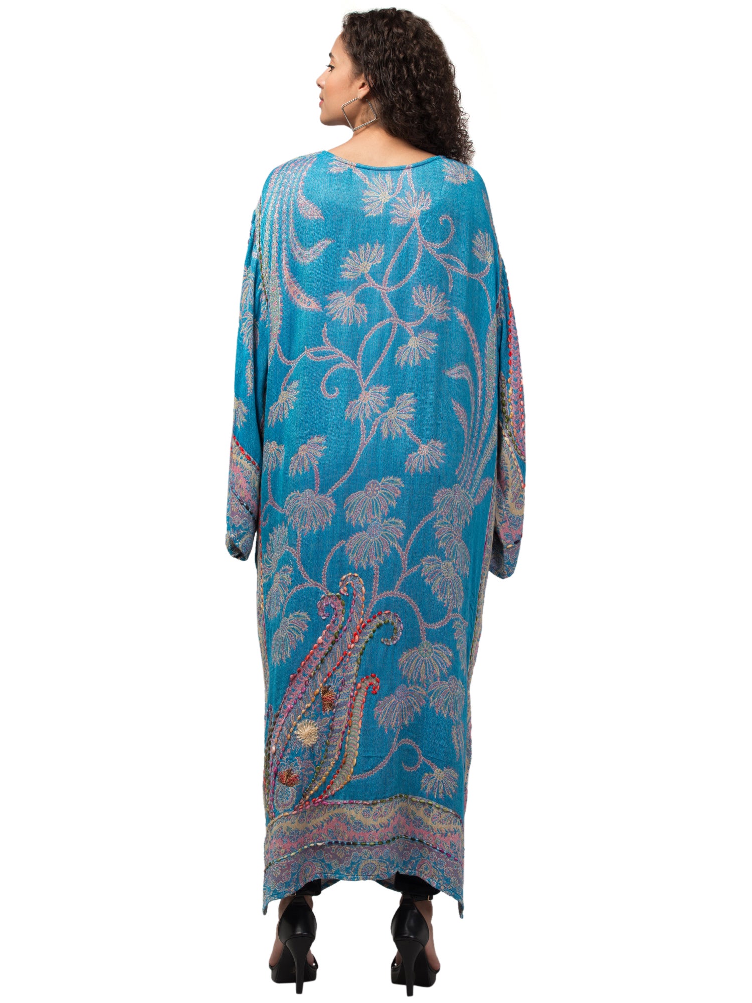 Chloe Charisma Kimono Jacket featuring intricate hand embroidery and thick stitched fabric, showcasing Bohemian elegance and artisanal craftsmanship.