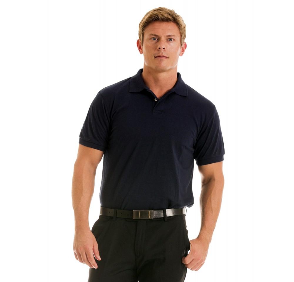 Classic fit polo shirt featuring a 3-button placket, short sleeves, and banded cuffs, ideal for casual and formal occasions.