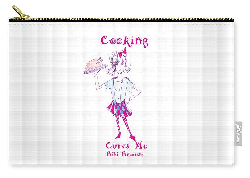 Cooking Cures Me Bibi Carry-All Pouch in various sizes and styles, showcasing its durable fabric and secure zipper.