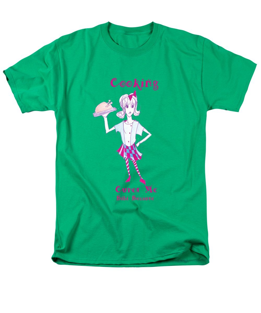 Cooking Cures Me Bibi Men's T-Shirt in a stylish design, made from a comfortable cotton-polyester blend.