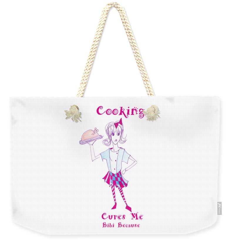 Cooking Cures Me Bibi Weekender Tote Bag featuring chic design and durable fabric, perfect for summer outings.