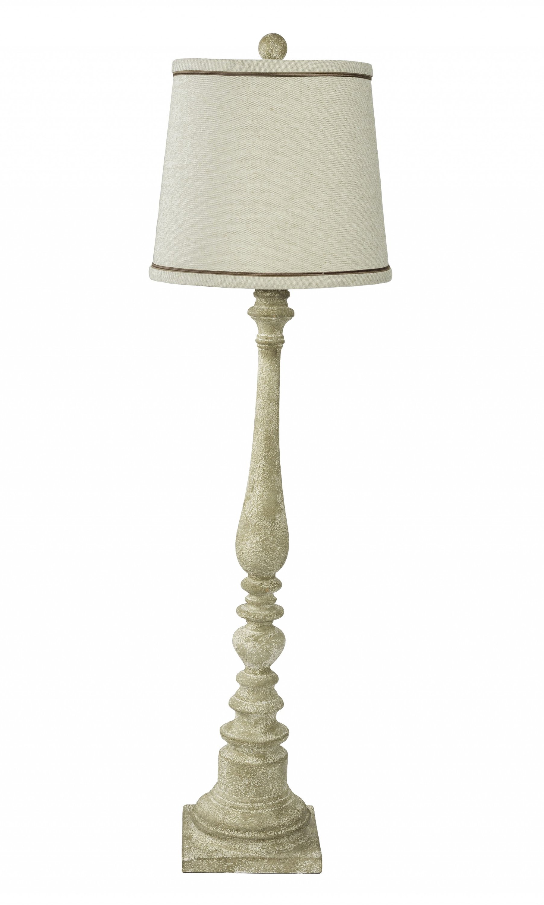 Concrete Buffet Lamp with a stylish linen shade, showcasing its unique design and elegant finish.
