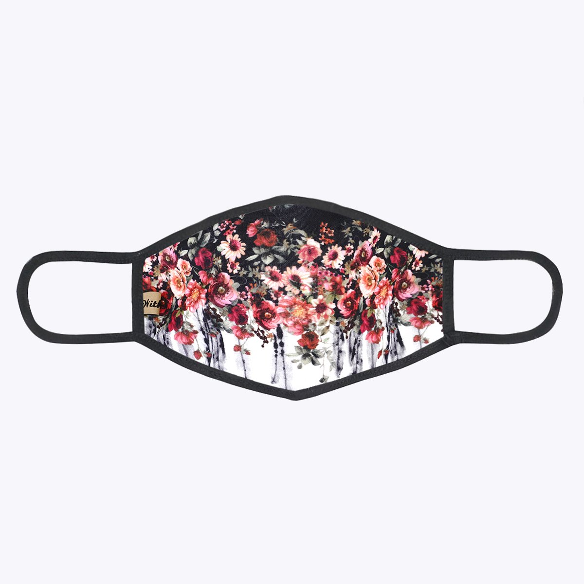 Contrast Flowers 3-Layered Face Cover featuring a vibrant floral print, made from polyester and cotton, designed for comfort and protection.