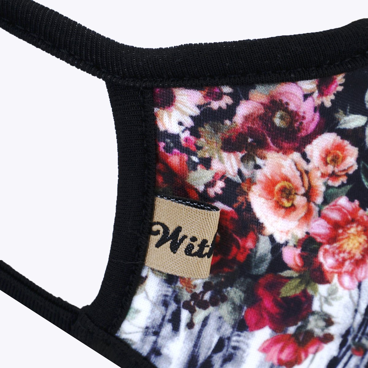 Contrast Flowers 3-Layered Face Cover featuring a vibrant floral print, made from polyester and cotton, designed for comfort and protection.