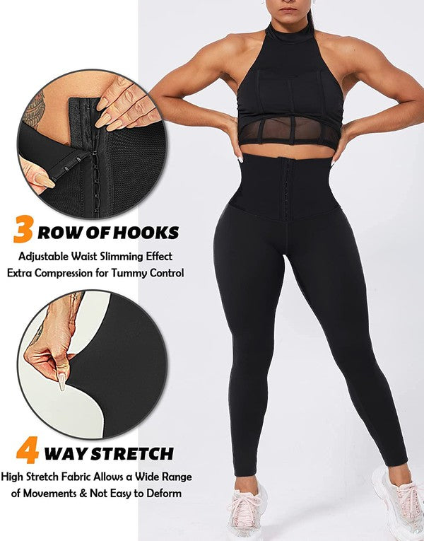 Plus size corset leggings body shaper with thick elastic waistband, designed for tummy control and comfort, available in multiple colors.