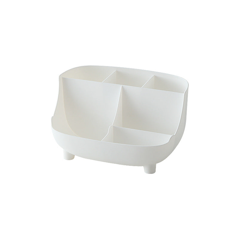 A sleek, polished countertop organizer and phone holder made of lightweight plastic, designed for hanging mount use, ideal for kitchens and offices.