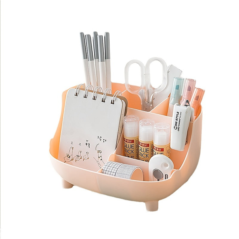 A sleek, polished countertop organizer and phone holder made of lightweight plastic, designed for hanging mount use, ideal for kitchens and offices.