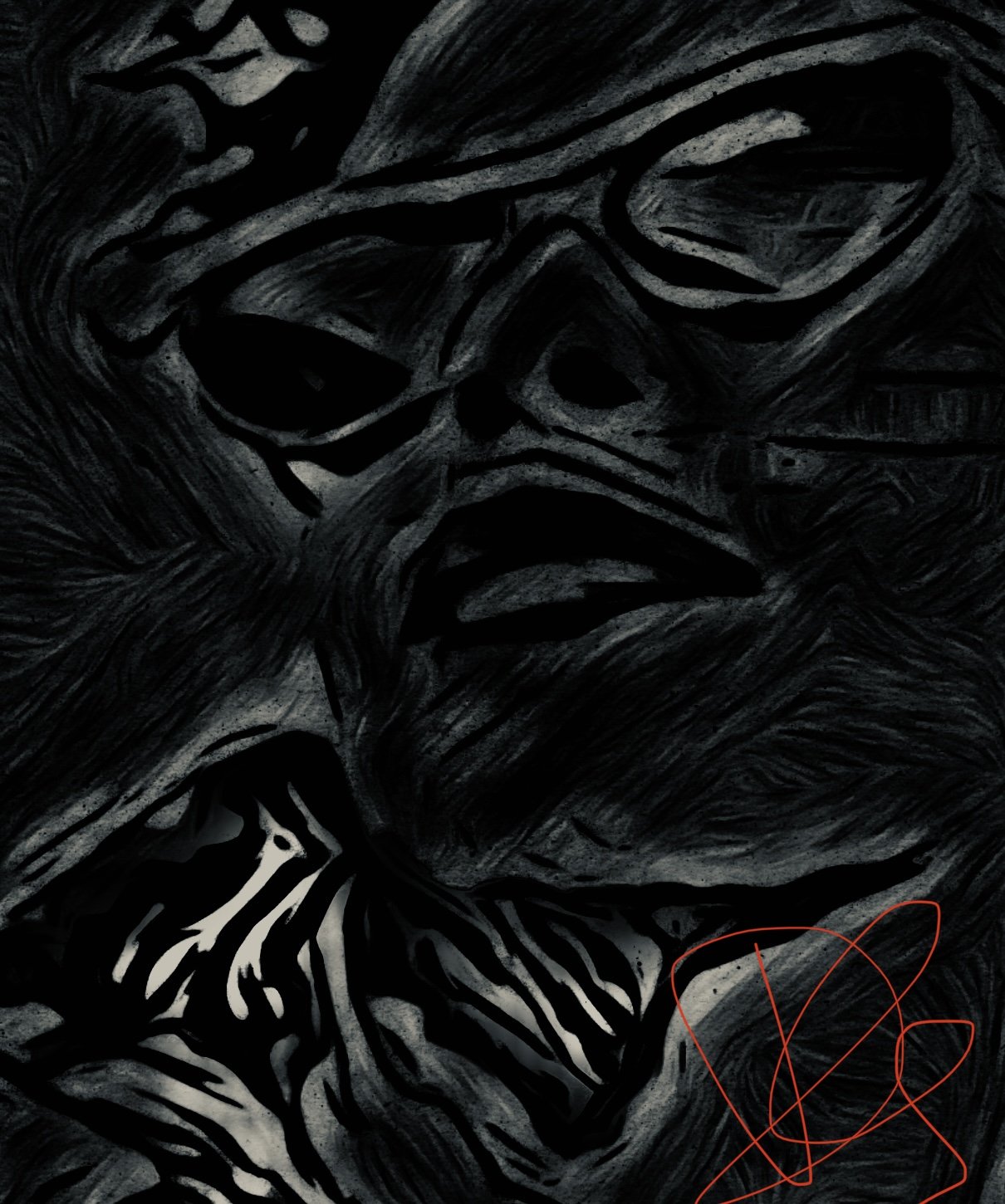 Dark LIGHT DIGITAL original artwork by bythelionbody, featuring vibrant colors and modern design in a custom unfinished frame.