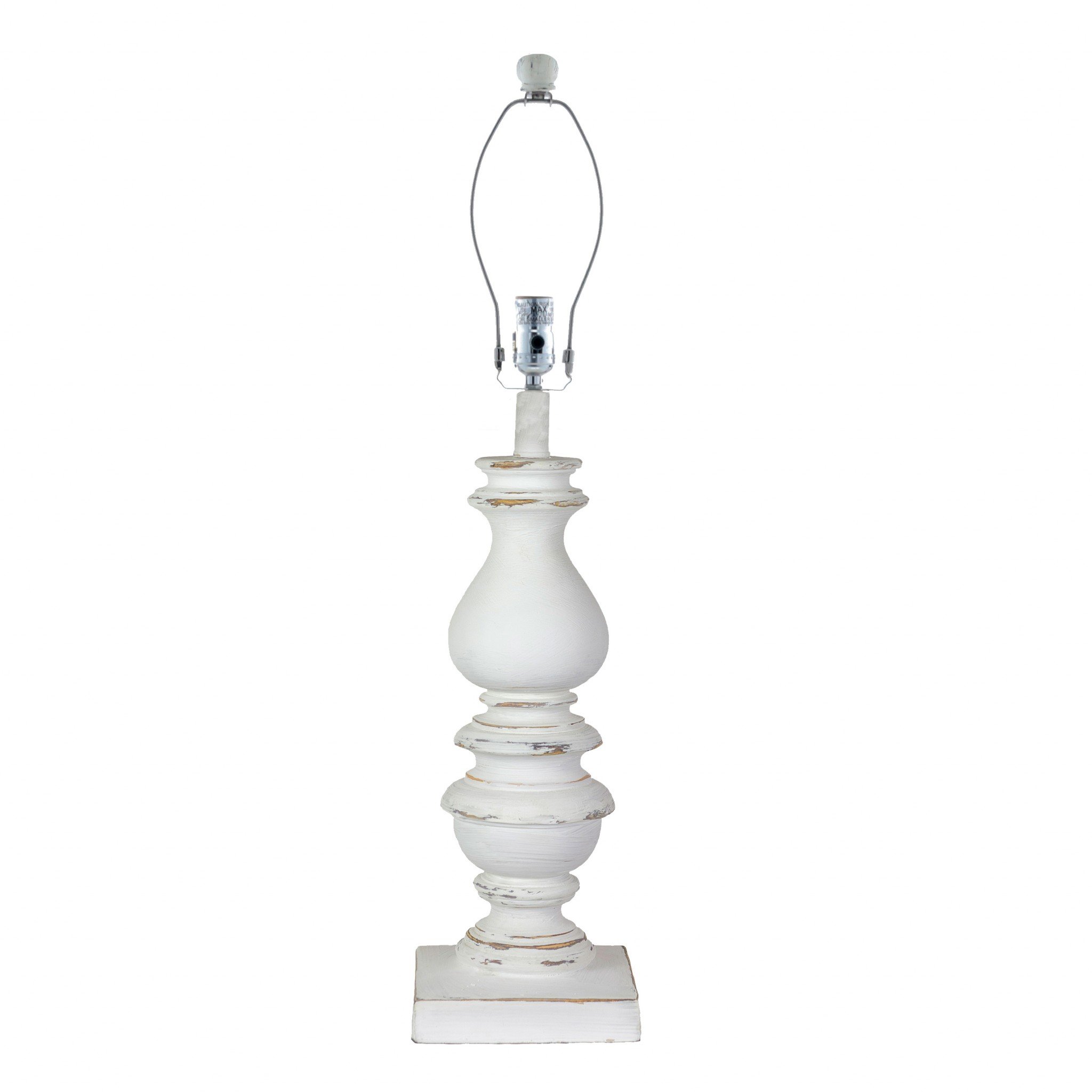 Distressed Look White Traditional Bishop Shape Table Lamp with elegant design and calming ambiance, perfect for home decor.