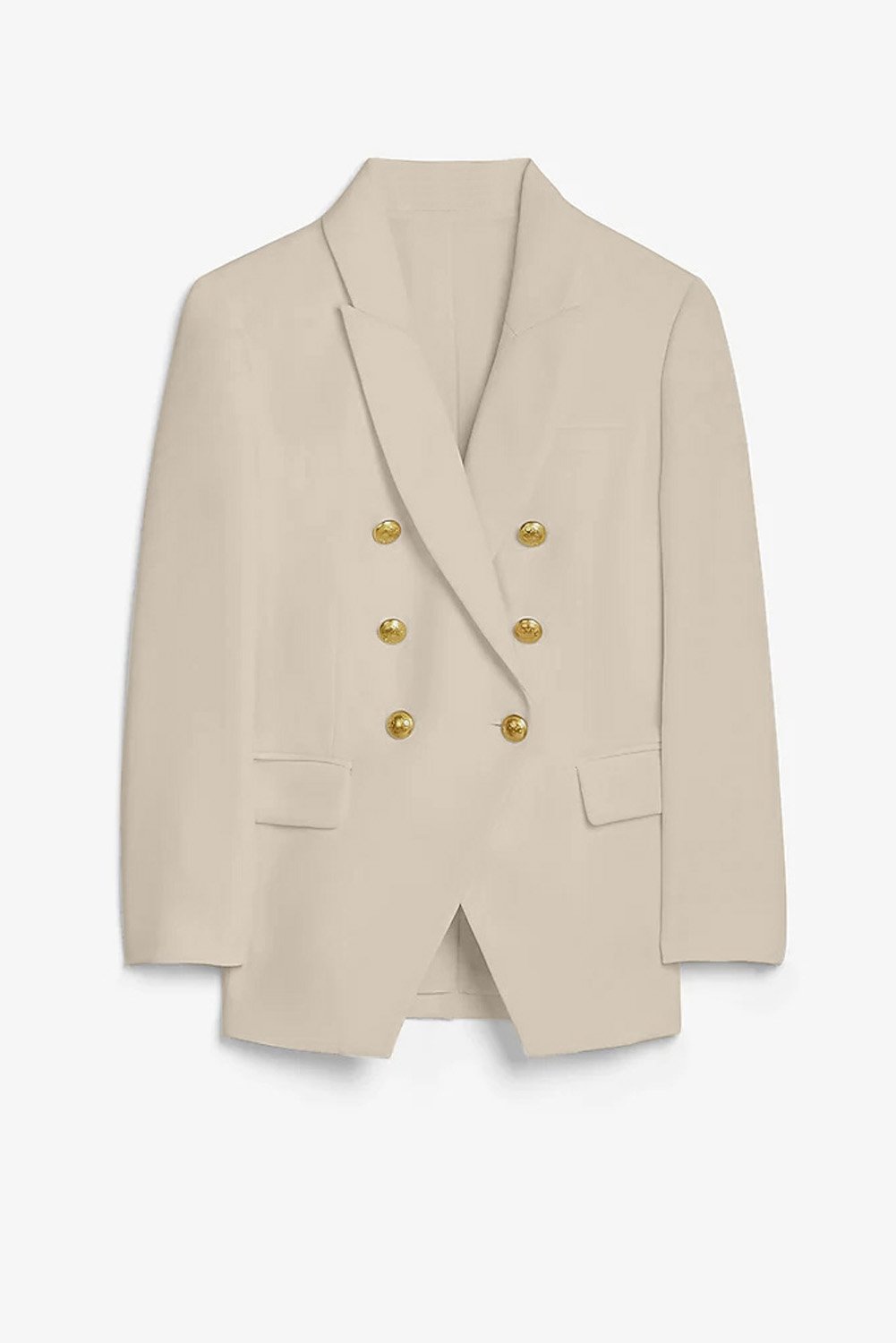 Double Breasted Long Sleeve Novelty Button Blazer featuring vintage buttons and tailored collar, perfect for stylish layering.