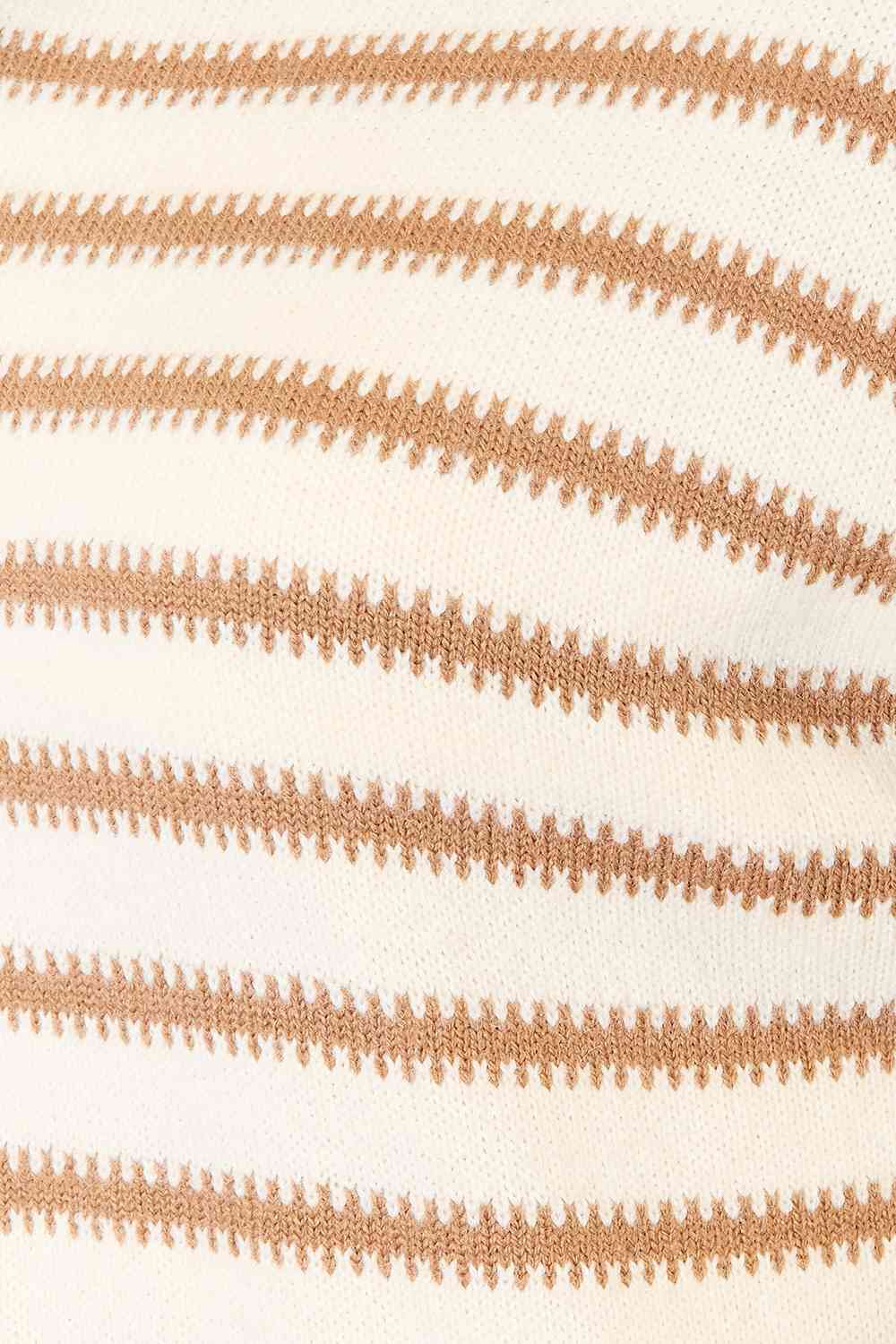 Double Take Striped Boat Neck Sweater featuring a classic boat neck design and stylish striped pattern, perfect for versatile outfits.