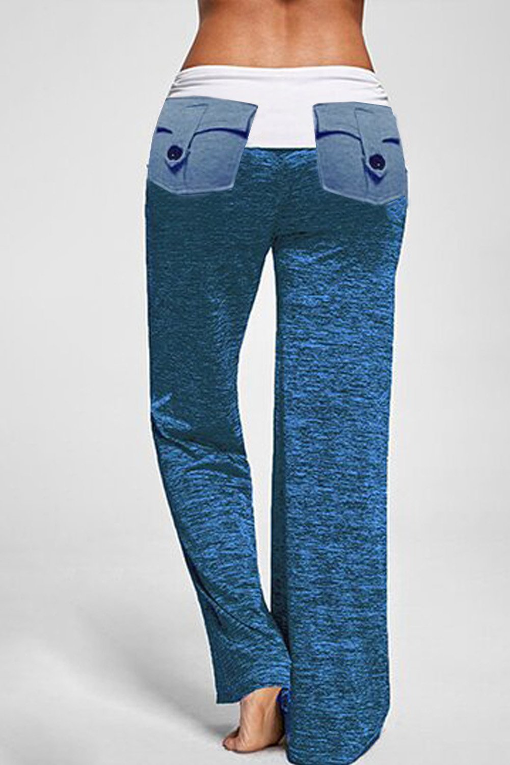 A pair of stylish drawstring pockets stretch wide leg yoga pants featuring a mid-rise waistband, leopard print accents, and multiple pockets.