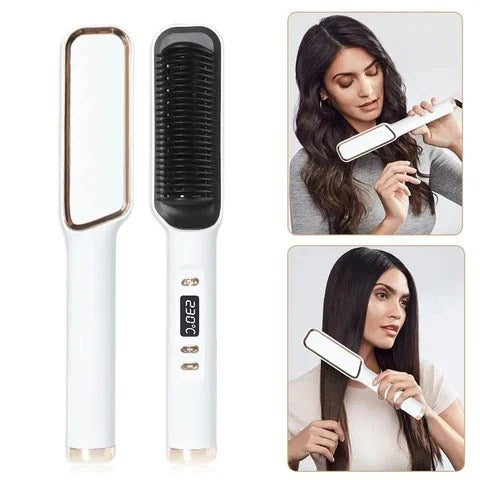 Dry and Model Straightening Brush designed for quick hair straightening and drying, featuring a sleek design and ergonomic handle.