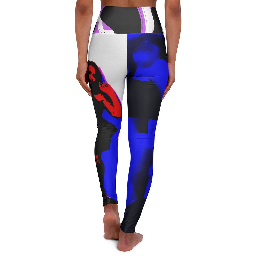Eden Leggings featuring a unique art design, showcasing a skinny fit and double layer waistband.