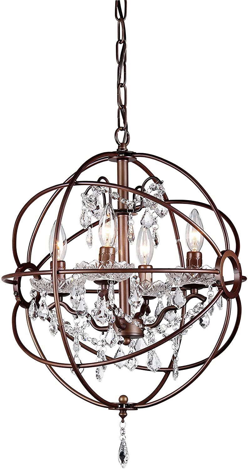 Edwards Antique Bronze 16-inch Crystal Chandelier featuring elegant teardrop crystals and a vintage bronze finish, perfect for home decor.