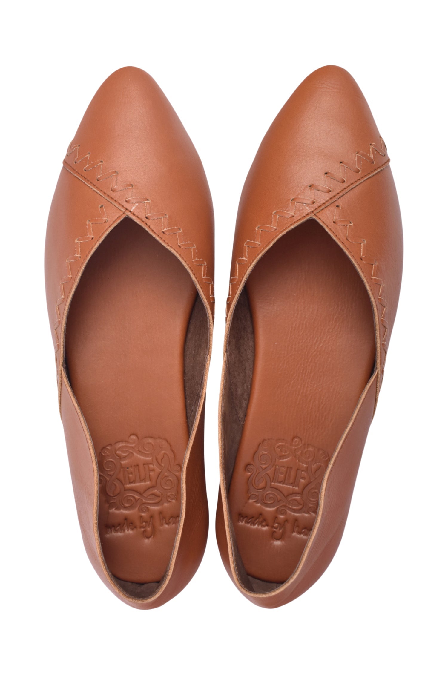 Elle Pointy Toe Leather Ballet Flats in soft leather with a chic pointed toe design, perfect for stylish comfort.