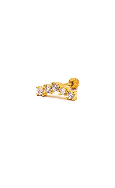 Elegant mini earring ART944 in gold color with rhinestones, showcasing a stylish and minimalist design.