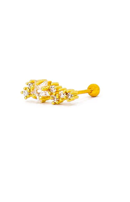 Elegant mini earring ART945 in gold color with rhinestones, showcasing a stylish and modern design.